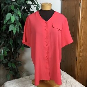 Christie & Jill button down blouse Womans size Large crinkle material